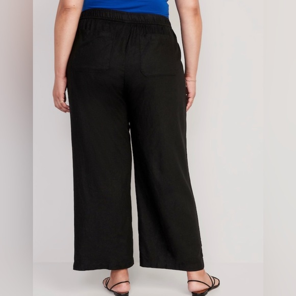 NWOT Bundle of 3 Old Navy Linen Wide Leg Pants Black Olive Green and Khaki - Picture 13 of 14
